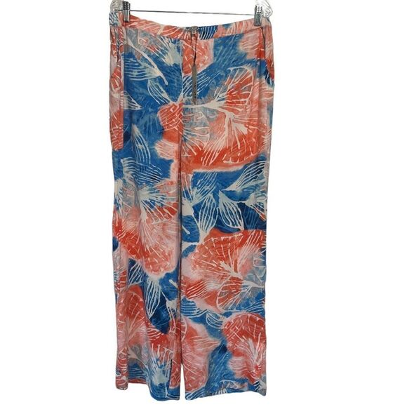 Nic+Zoe Water Blooms Wide Leg Pants Womens XL Pull On Tropical Floral Resort - Picture 4 of 8
